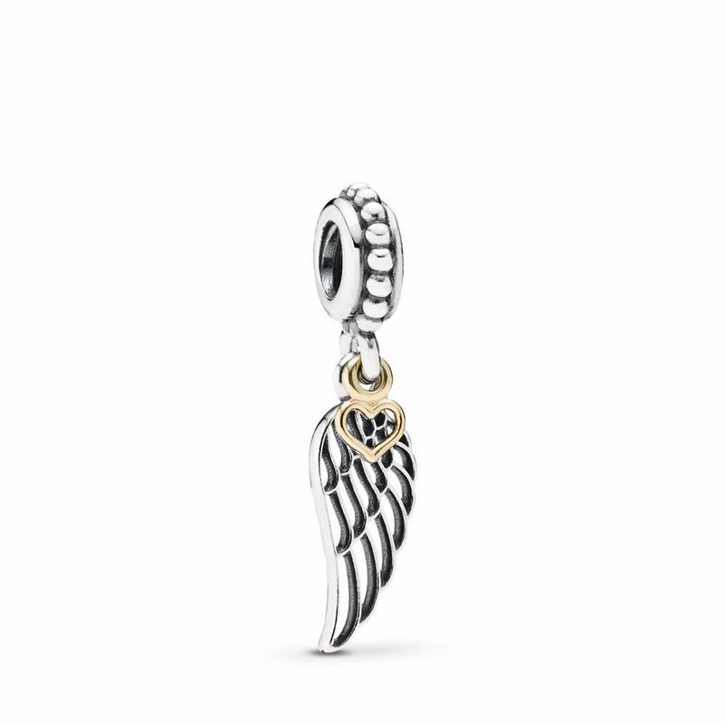 Pandora Love & Guidance Dangle Angel Wing Charm Ireland - Two Tone - 761950BPN